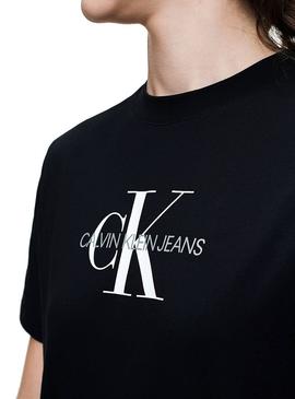 Camiseta Calvin Klein Monogram Negro Mujer