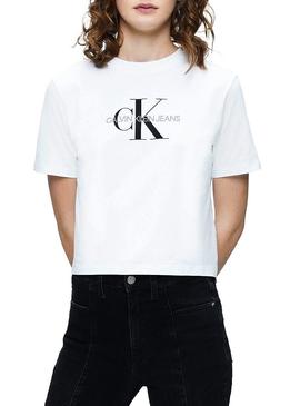 Camiseta Calvin Klein Monogram Blanco Mujer