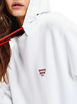 Sudadera Tommy Jeans Neck Blanco Mujer
