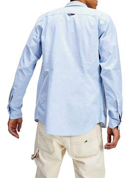 Camisa Tommy Jeans Oxford Azul Hombre