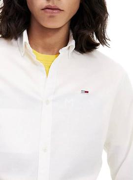 Camisa Tommy Jeans Oxford Blanco Hombre