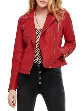 doce Coronel Mal humor Cazadora Only Gemma Biker Rojo Mujer