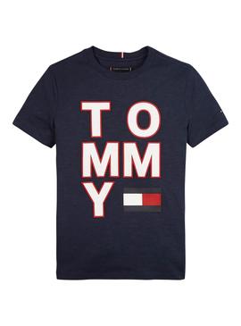 Camiseta Tommy Hilfiger Maxilogo Azul Niño