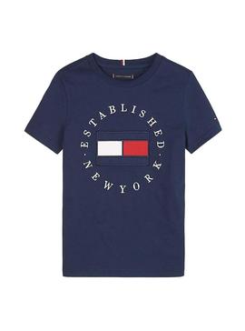 Camiseta Tommy Hilfiger Round Flag Azul Niño