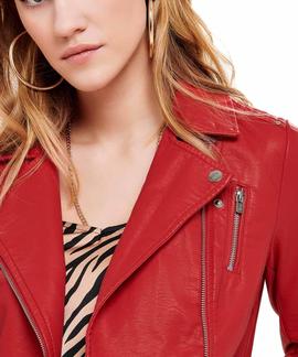 Cazadora Only Gemma Biker Rojo Mujer