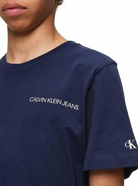 Camiseta Calvin Klein Chest Logo Marino para Niño 
