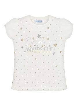 Camiseta Mayoral Estrellas Crudo para Niña