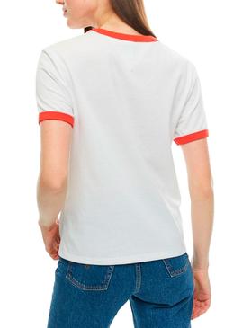 Camiseta Tommy Jeans Retro Logo Blanco Mujer