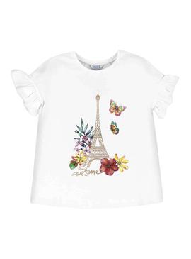 Camiseta Mayoral Torre Eiffel Blanco para Niña