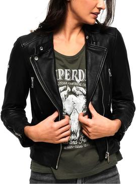 Cazadora Superdry Lyla Negro Leather Negro Mujer