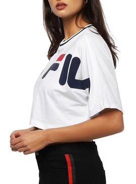 Camiseta Fila Crop Logo Blanco Mujer