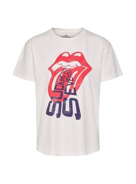 Camiseta Only Rolling Stones Blanco Mujer