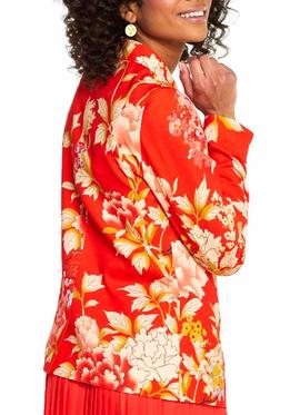 Americana Naf Naf Estampado Flores Naranja Mujer