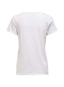 Camiseta Only Brews V-Neck Blanco Mujer