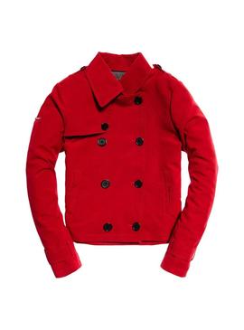 Trench Superdry Cropped Azure Rojo Para Mujer
