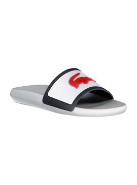 Chanclas Lacoste Croco Slide Blanco Hombre