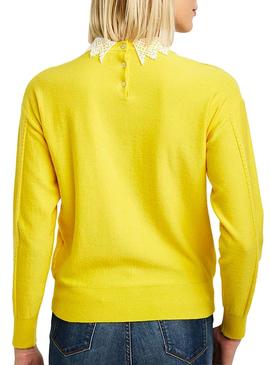 Jersey Naf Naf Cuello Guipur Amarillo Mujer