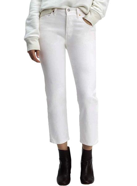 Vaquero Levis 501 Crop Blanco Mujer