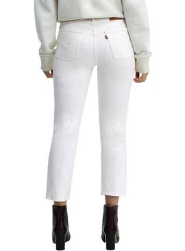 Pantalón Vaquero Levis 501 Crop Blanco Mujer