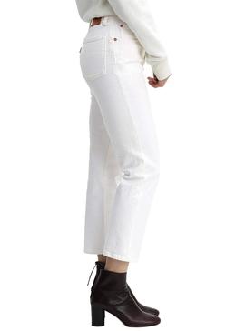 Pantalón Vaquero Levis 501 Crop Blanco Mujer