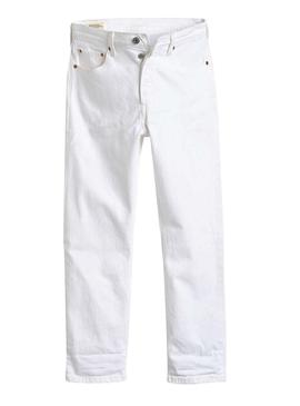 Pantalón Vaquero Levis 501 Crop Blanco Mujer