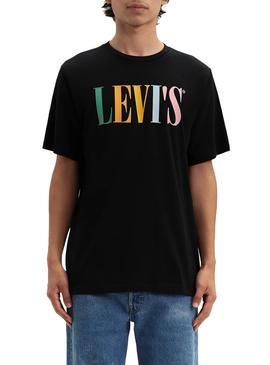 Camiseta Levis 90S Serif Negro Hombre