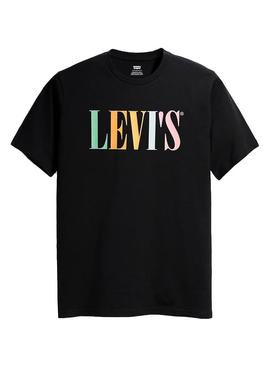 Camiseta Levis 90S Serif Negro Hombre