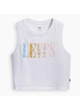 Camiseta Levis Graphic Serif Crop Blanco Mujer
