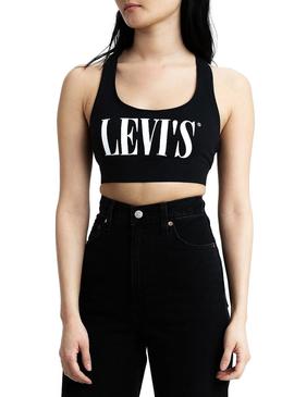 Top Levis Logo Serif Negro Mujer