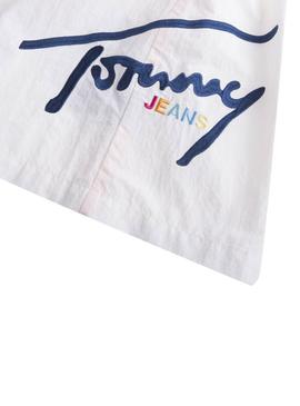 Parka Tommy Jeans Long Color Block Blanco Mujer
