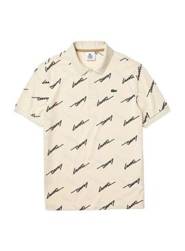 Polo Lacoste Live Logos Beige Para Hombre