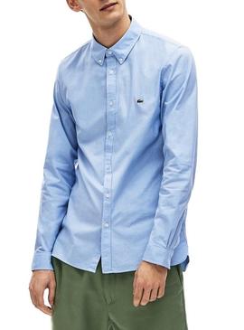 Camisa Lacoste Oxford Slim Azul Para Hombre