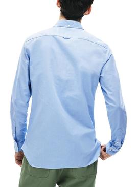 Camisa Lacoste Oxford Slim Azul Para Hombre