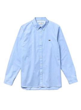 Camisa Lacoste Oxford Slim Azul Para Hombre