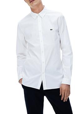 Camisa Lacoste Popelín Blanco Para Hombre