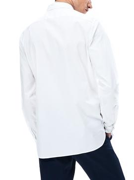 Camisa Lacoste Popelín Blanco Para Hombre