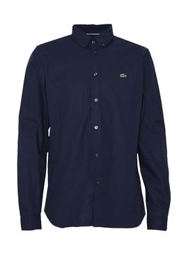 Camisa Lacoste Popelín Marino Para Hombre