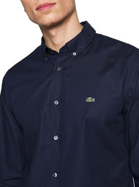 Camisa Lacoste Popelín Marino Para Hombre