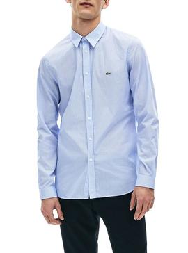 Camisa Lacoste Cuadros Azul Para Hombre