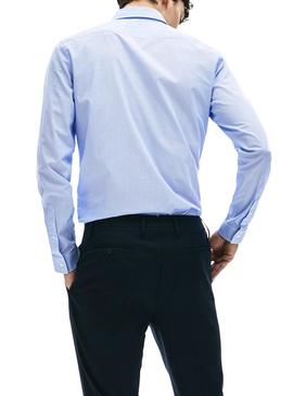 Camisa Lacoste Cuadros Azul Para Hombre
