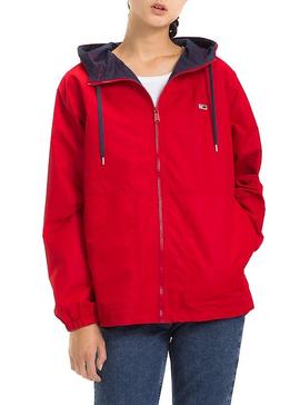 Chubasquero Tommy Jeans Regular Rojo Mujer