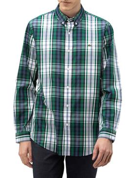 Camisa Lacoste Cuadros Verde Para Hombre