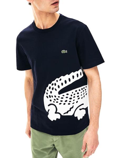 Camiseta Lacoste Cocodrilo Oversized Marino Hombre