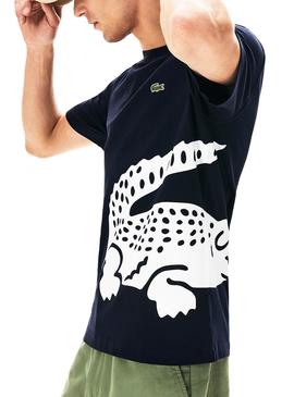 Camiseta Lacoste Cocodrilo Oversized Marino Hombre