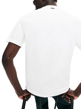 Camiseta Lacoste Bordado Beige Para Hombre