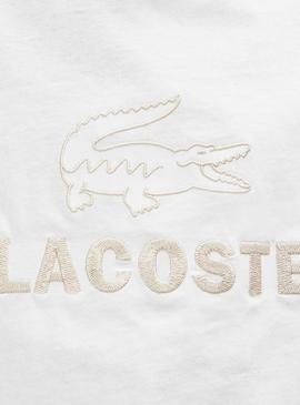 Camiseta Lacoste Bordado Beige Para Hombre