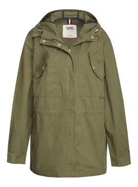 Cazadora Tommy Jeans Essential Hooded Verde