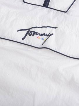 Cazadora Tommy Jeans Piping Blanco Mujer