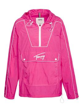 Cazadora Tommy Jeans Piping Fucsia Mujer