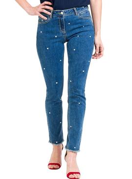 Pantalón Vaquero Naf Naf Corazones Bordados Mujer